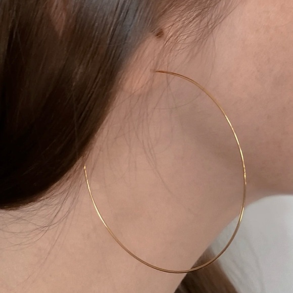 Anthropologie $76 Thatch Lola 14k Gold Hoop Earrings 70mm 2.75” - Picture 4 of 4